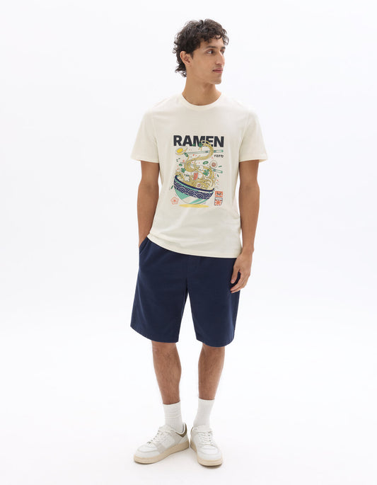 Textured Pure Cotton Bermuda Shorts - Navy — view 2