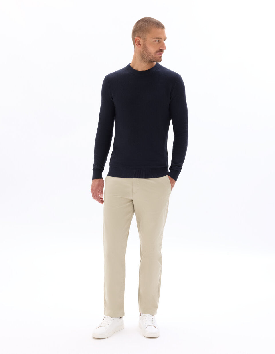 Straight-Fit Stretch Cotton Chinos - Beige — view 2