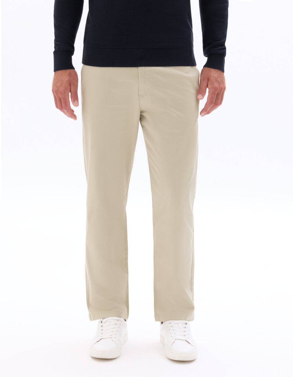 Straight-Fit Stretch Cotton Chinos - Beige — view 3