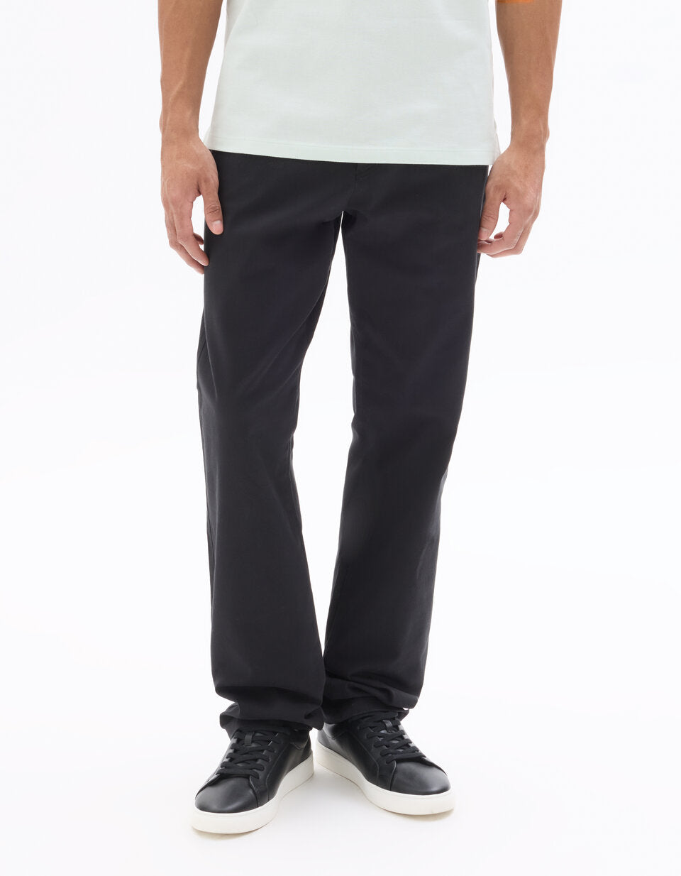 Straight-Fit Stretch Cotton Chinos - Black — view 3