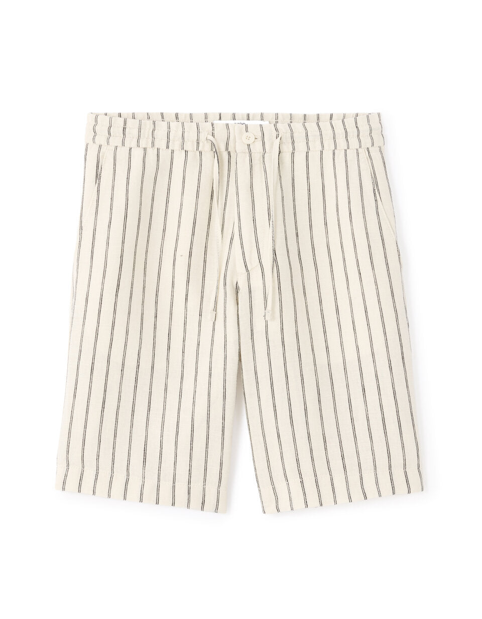 Striped Pure Linen Bermuda Shorts - White — view 1