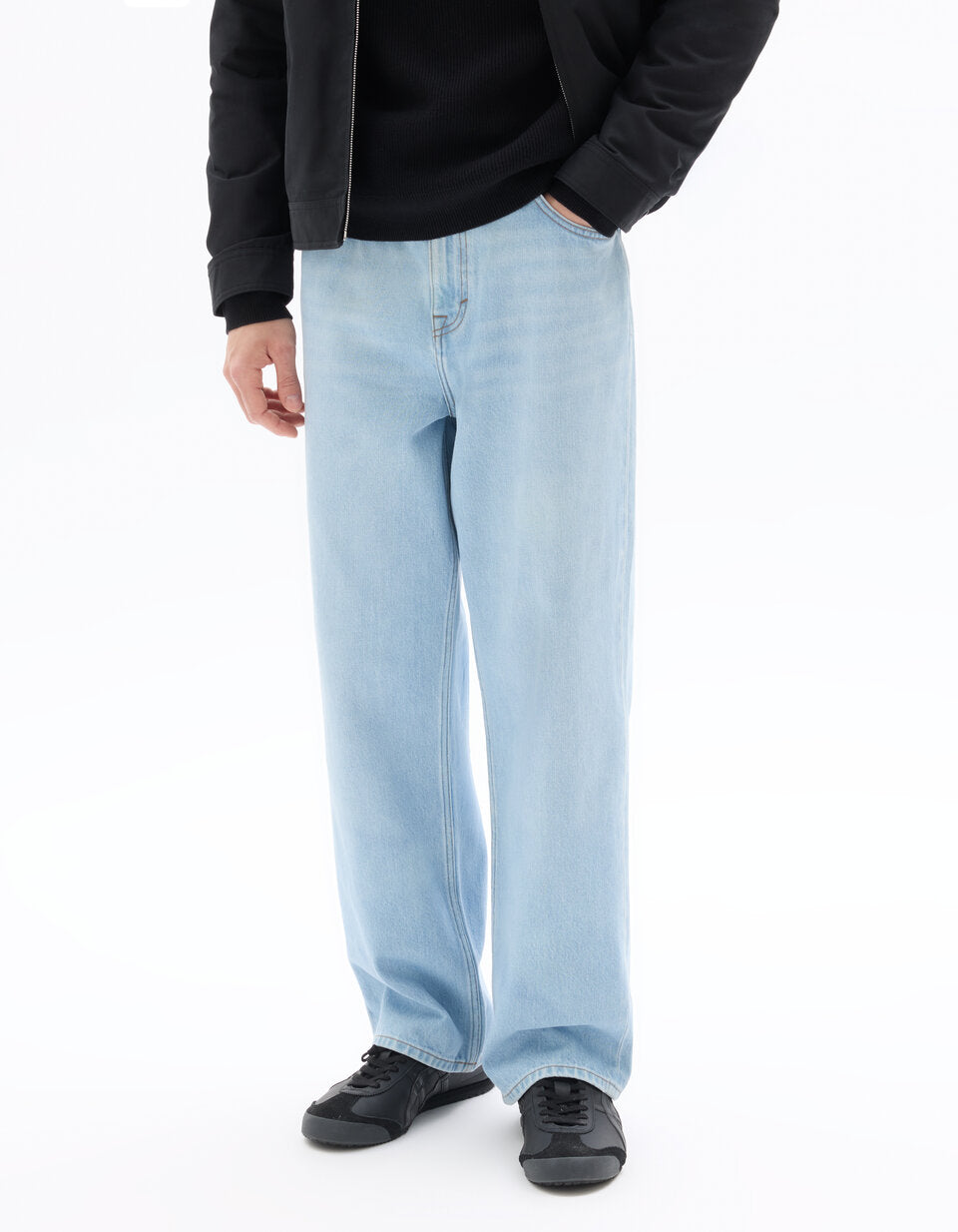 Baggy Pure Cotton Jeans - Bleached Blue — view 3