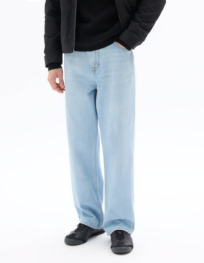 Baggy Pure Cotton Jeans - Bleached Blue — view 3