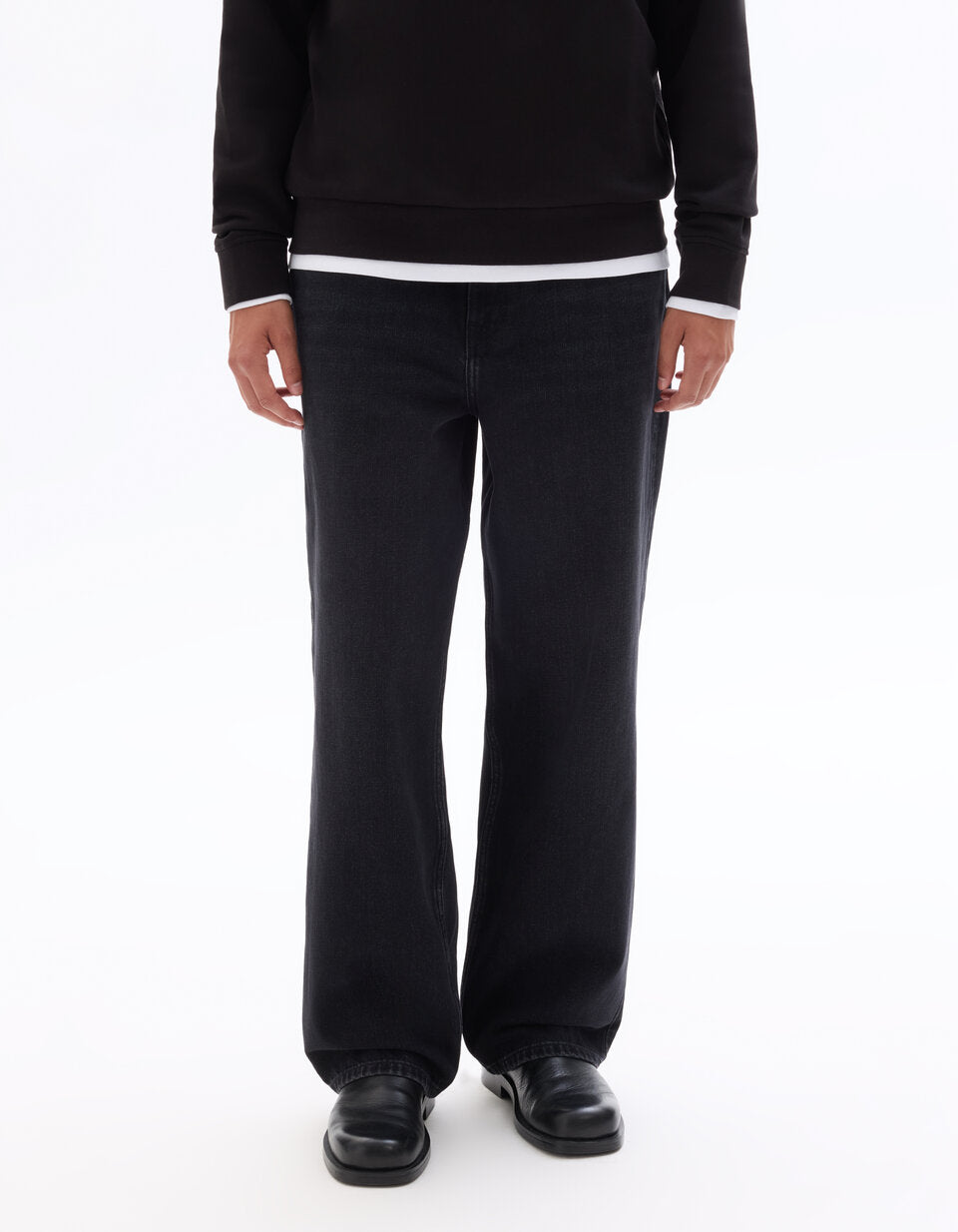 Baggy Pure Cotton Jeans - Black — view 3