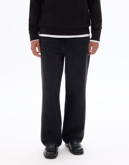 Baggy Pure Cotton Jeans - Black — view 3