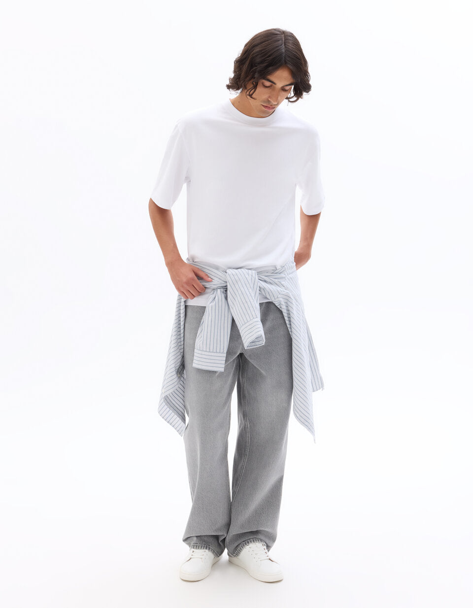 Baggy Pure Cotton Jeans - Light Grey — view 2