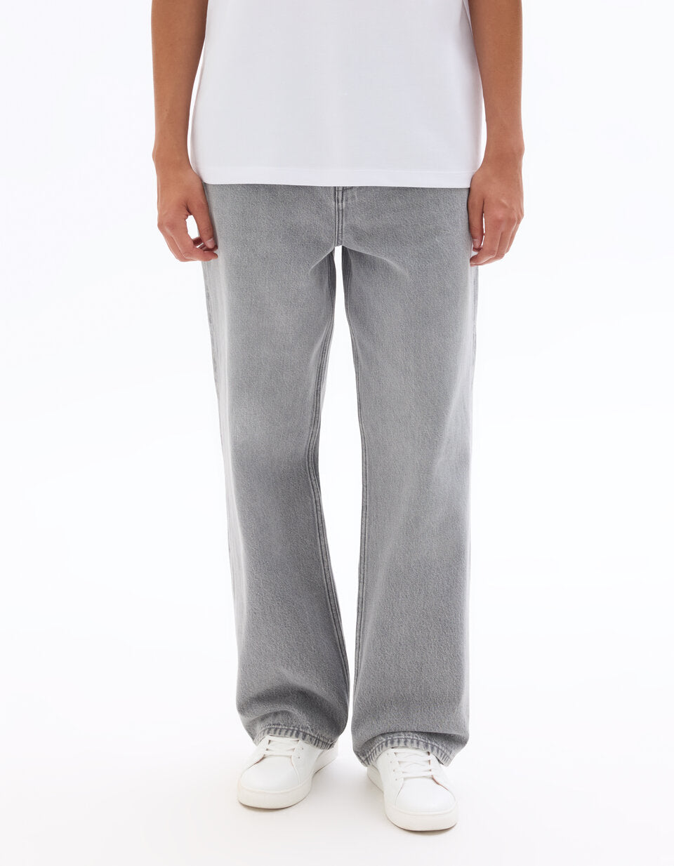 Baggy Pure Cotton Jeans - Light Grey — view 3