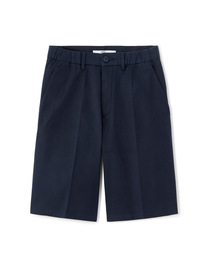 Solid Stretch Cotton Chino Bermuda Shorts - Navy — view 1