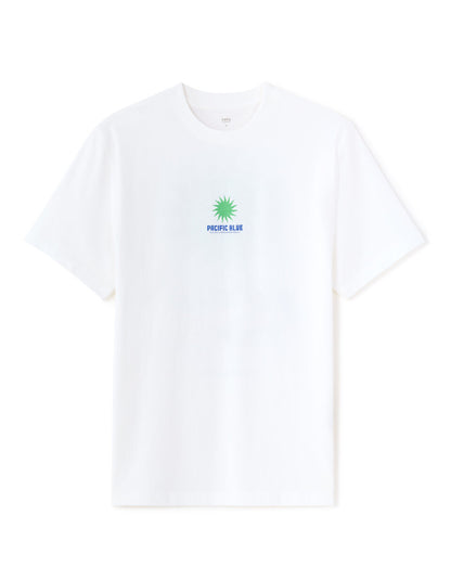 Boxy Pure Cotton Pacific Blue Print T-Shirt - White — view 1
