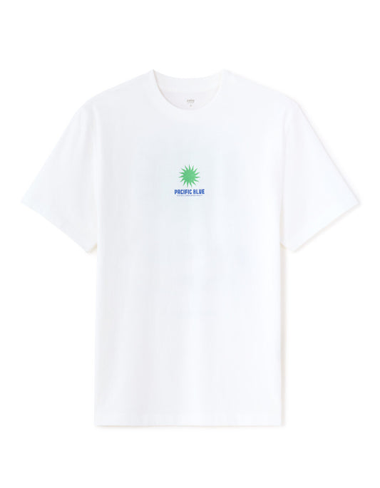 Boxy Pure Cotton Pacific Blue Print T-Shirt - White — view 1