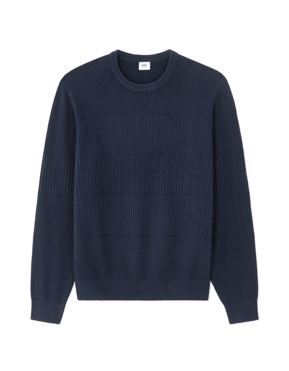 Regular-Fit Textured-Stitch Crew-Neck Sweater - Blue — view 1
