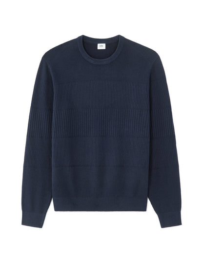 Regular-Fit Textured-Stitch Crew-Neck Sweater - Blue — view 1