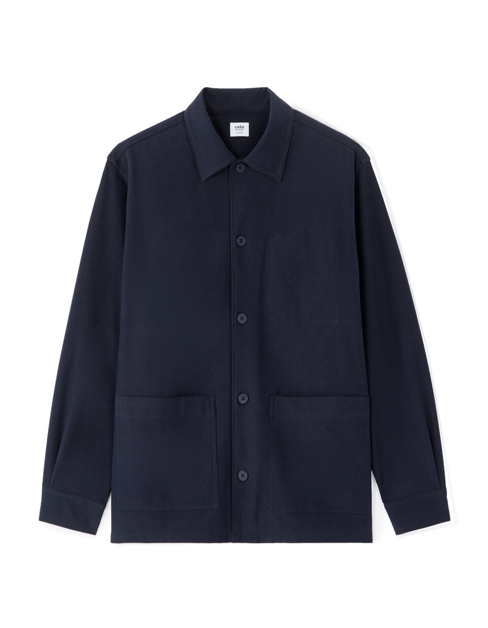 Twill Overshirt with Two Patch Pockets - Navy — view 1