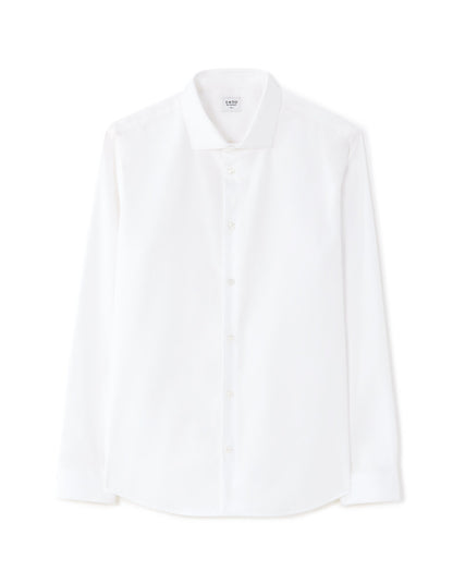 Slim-Fit Pure Cotton Non-Iron Cutaway-Collar Shirt - White — view 1