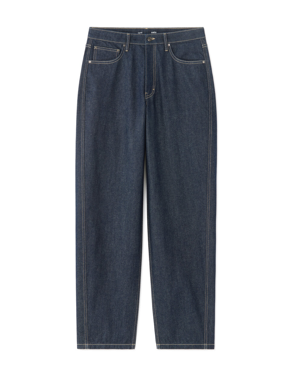 Barrel-Fit Pure Cotton Jeans - Raw Blue — view 1