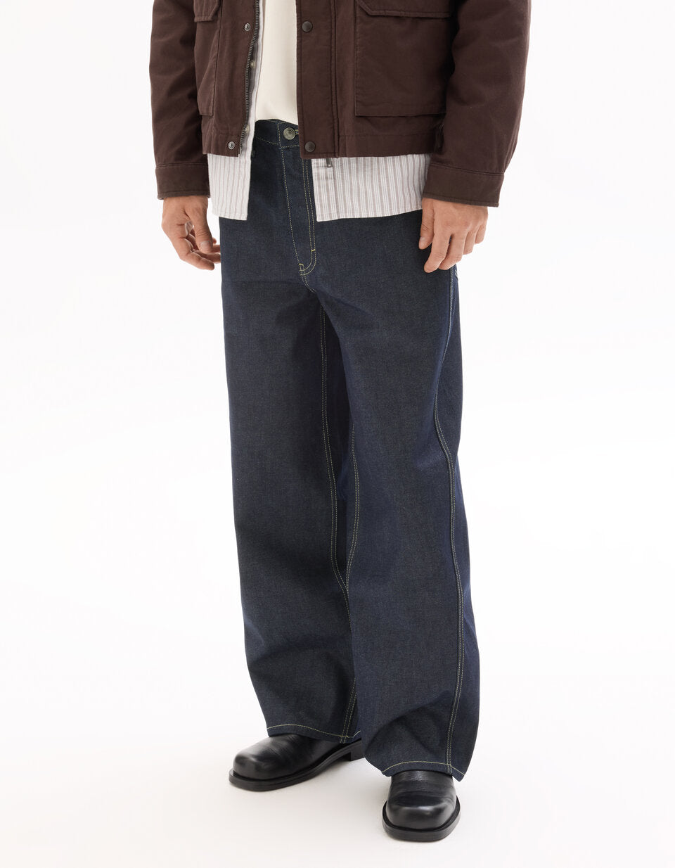 Barrel-Fit Pure Cotton Jeans - Raw Blue — view 3