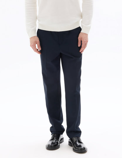 Smart Straight-Fit Bi-Stretch Trousers - Navy — view 3