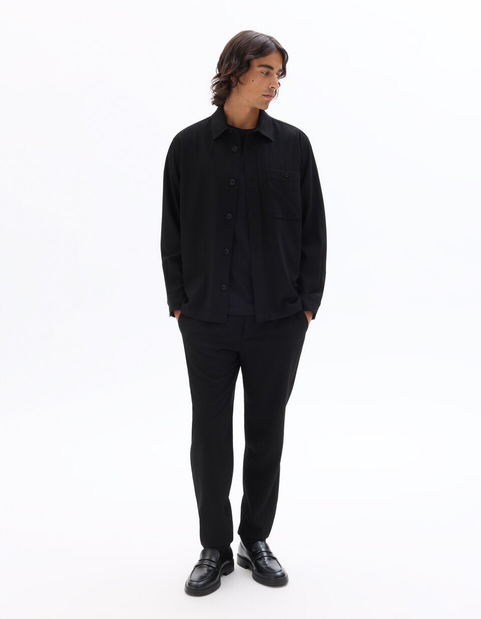 24H Smart Slim-Fit Textured Stretch Trousers - Black — view 2