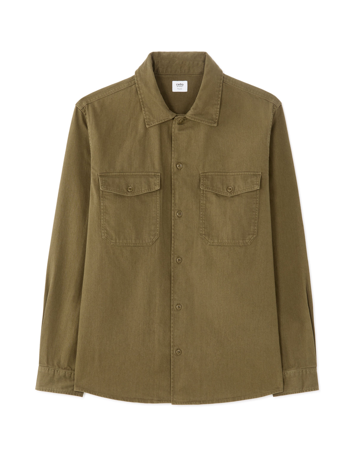 Regular-Fit Pure Cotton Twill Shirt - Khaki — view 1