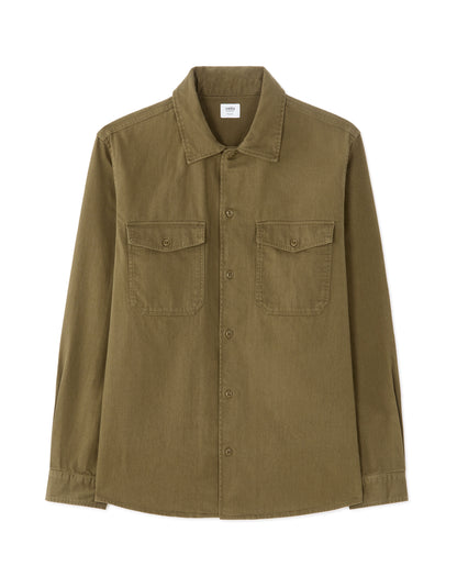 Regular-Fit Pure Cotton Twill Shirt - Khaki — view 1
