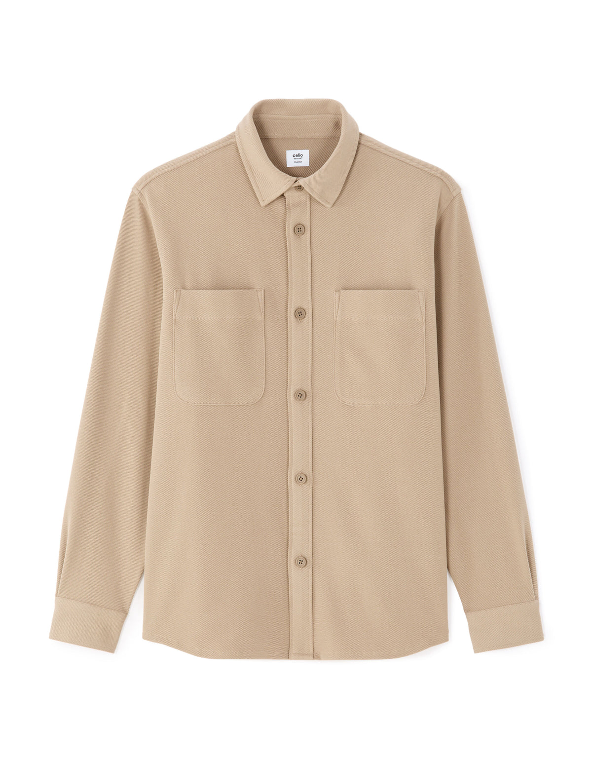Twill Overshirt with Two Patch Pockets - Light Brown — view 1