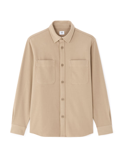 Twill Overshirt with Two Patch Pockets - Light Brown — view 1