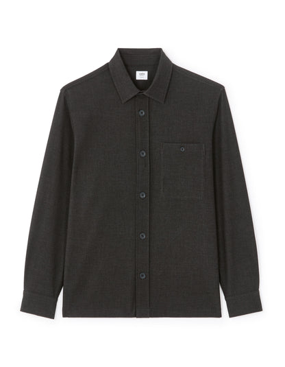 Textured Solid Overshirt with Pocket - Anthracite — view 1