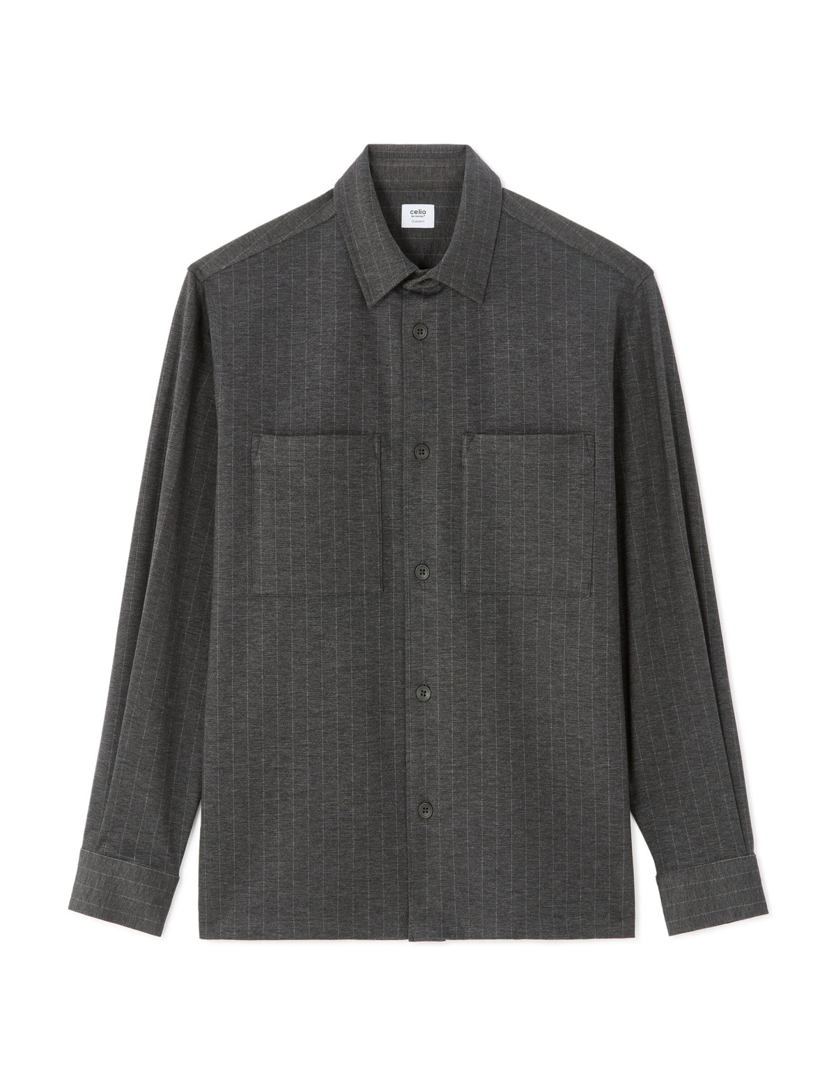 Striped Heavy Knit Overshirt - Grey — view 1