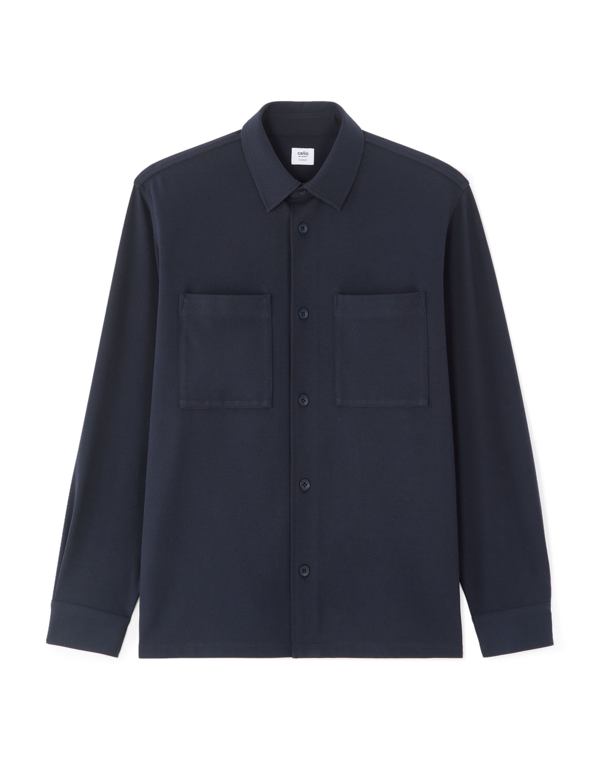 Solid Heavy Knit Overshirt - Blue — view 1