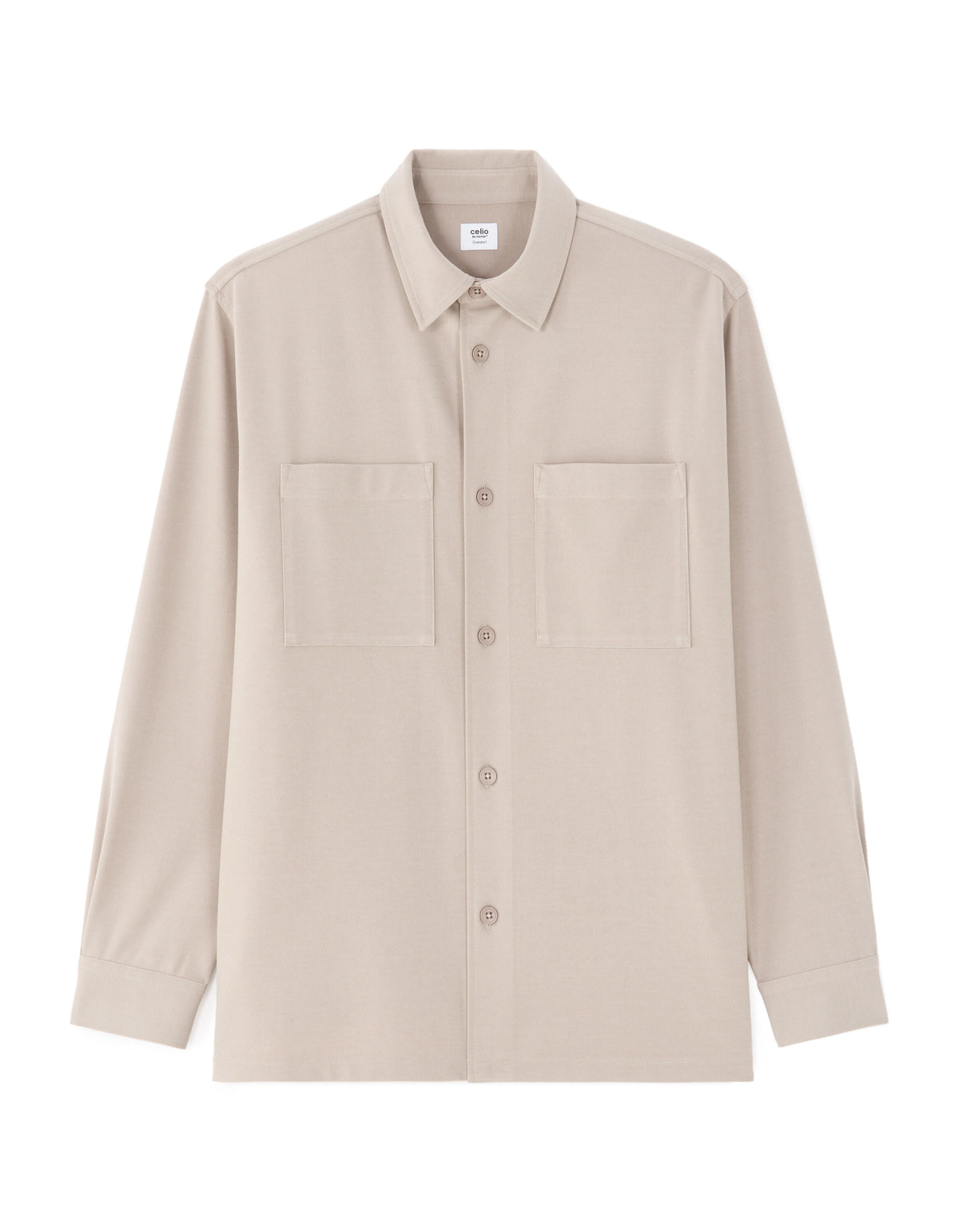 Solid Heavy Knit Overshirt - Taupe — view 1