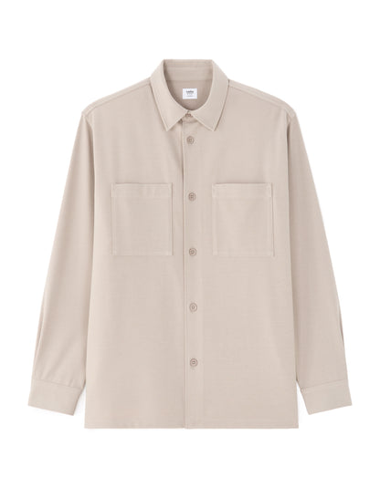 Solid Heavy Knit Overshirt - Taupe — view 1
