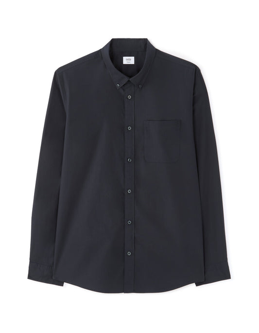 Regular-Fit Pure Cotton Button-Down Shirt - Blue — view 1