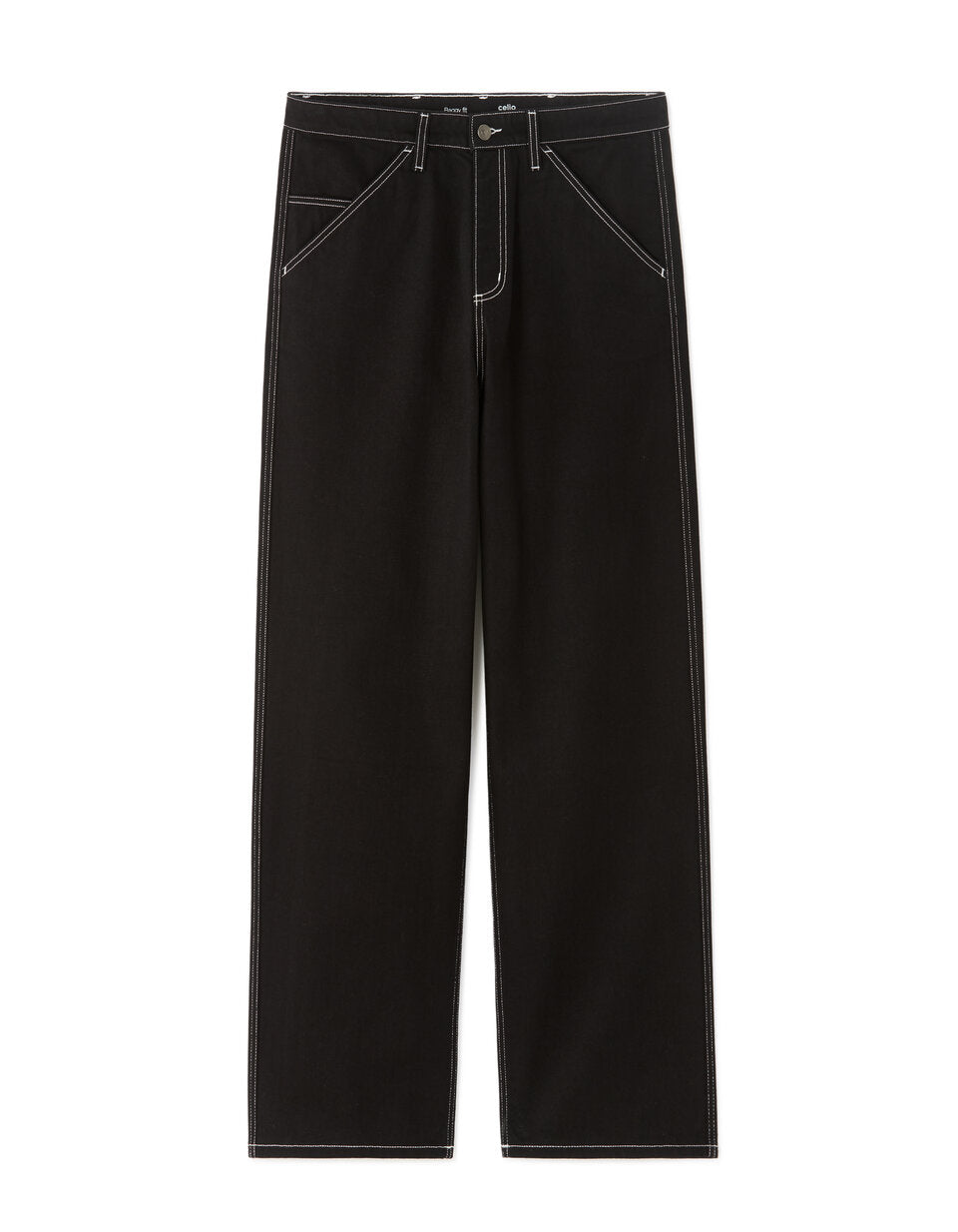 Baggy Pure Cotton Carpenter Jeans - Black — view 1