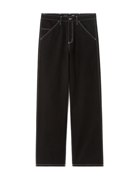 Baggy Pure Cotton Carpenter Jeans - Black — view 1