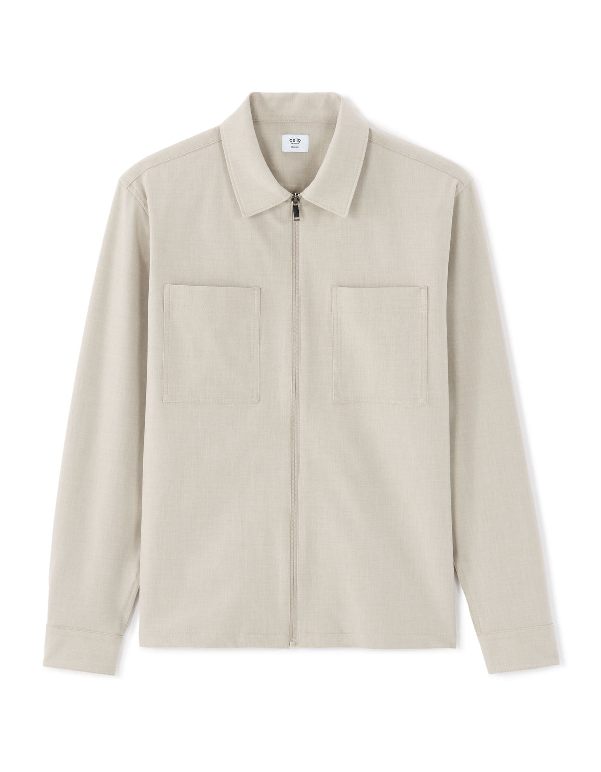Stretch Twill Overshirt - Beige — view 1