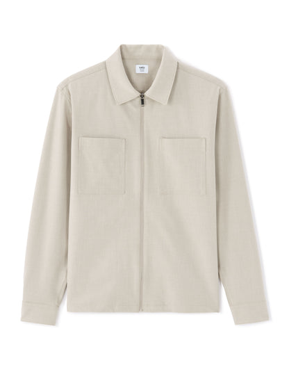Stretch Twill Overshirt - Beige — view 1