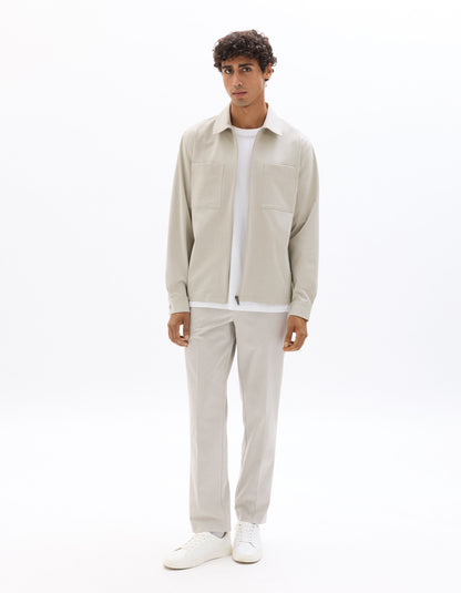 Stretch Twill Overshirt - Beige — view 3