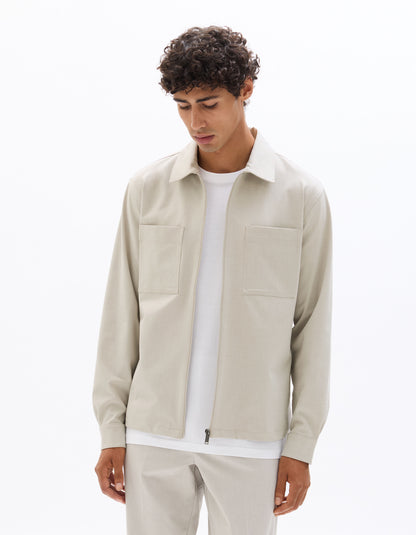 Stretch Twill Overshirt - Beige — view 2