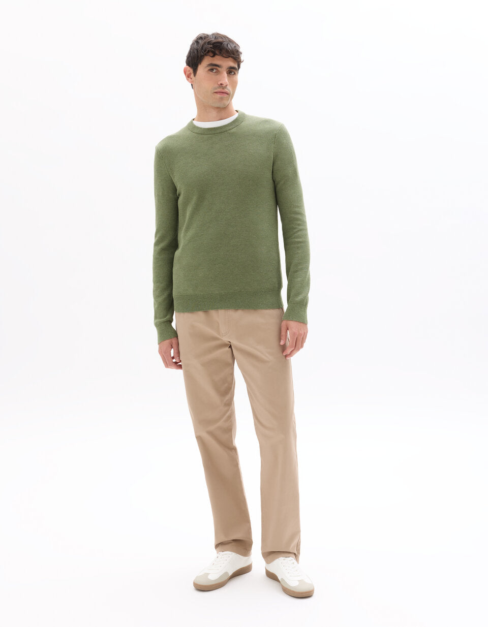 Pure Cotton Crew-Neck Sweater - Medium Green — view 3