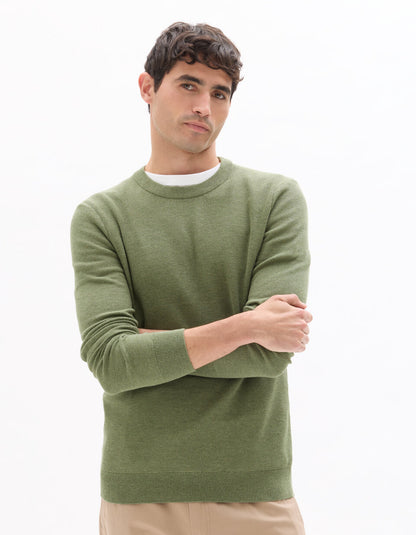 Pure Cotton Crew-Neck Sweater - Medium Green — view 2